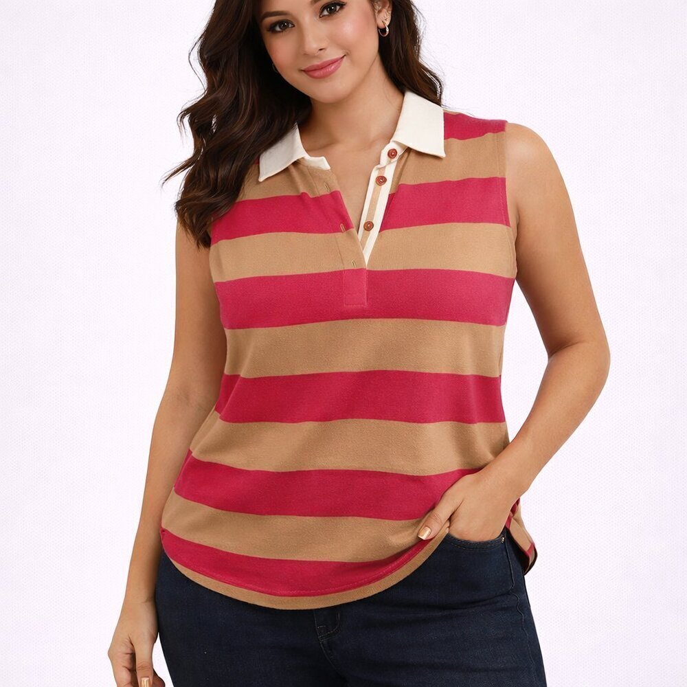 Anthropologie Maeve Porter Striped Sleeveless Polo XS